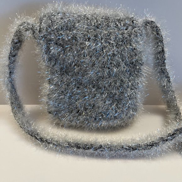 Sparkle & Shag Mini Glittery Silver Crossbody Bag - NWOT - Unique - Picture 6 of 9